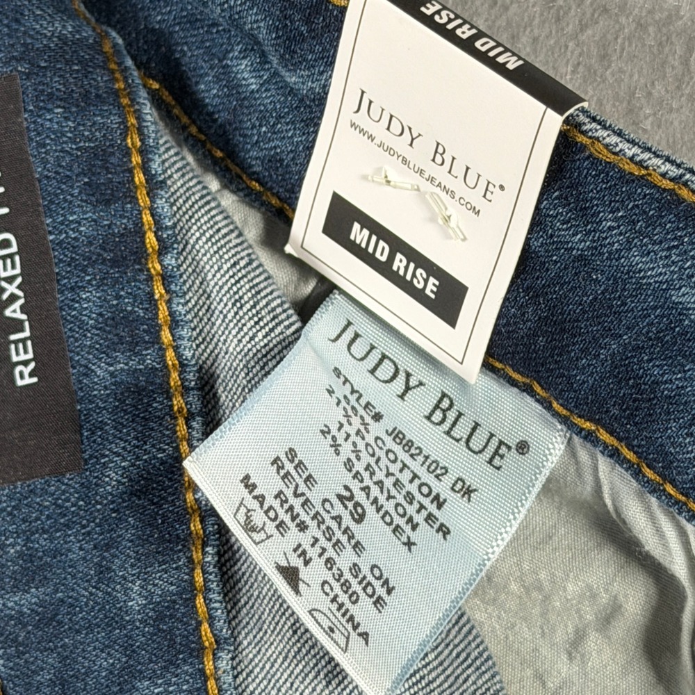 Judy Blue Relaxed Fit Mid Rise Jeans Dark Blue JB82102 DK Size 29 NWT - Picture 14 of 16